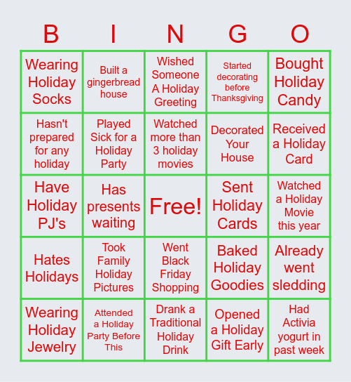 SimplyInsured's Holiday Bingo (The L ) Bingo Card
