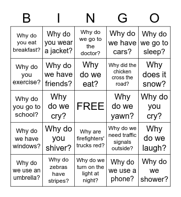 The Power of WHY questions Bingo Card