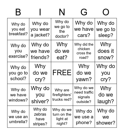 The Power of WHY questions Bingo Card