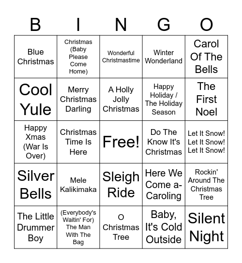 Crazy Bear Christmas Bingo Card