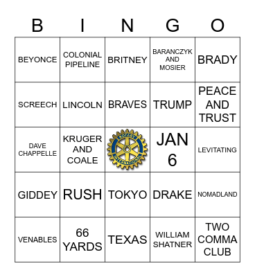 2021 THE YEAR IN BINGO Card