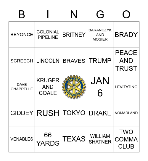 2021 THE YEAR IN BINGO Card