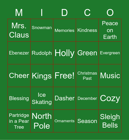 Marketing Christmas Party Bingo Card