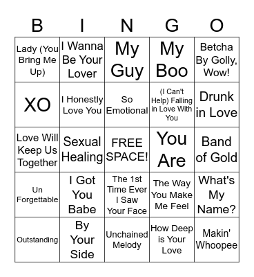 LOVE SONGS! Bingo Card
