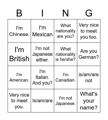 Untitled Bingo Card