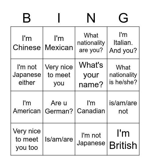 Untitled Bingo Card