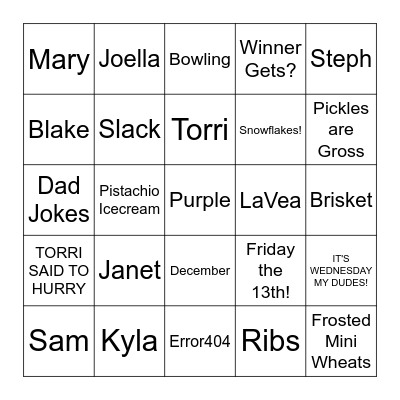 Friday the 13th Rando Bingo Card