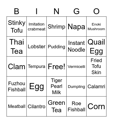 Tasty Pot Bingo Card