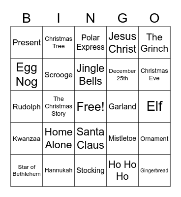 Holiday Bingo Card