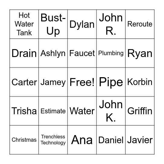 Hi-Tech Plumbing Bingo Card