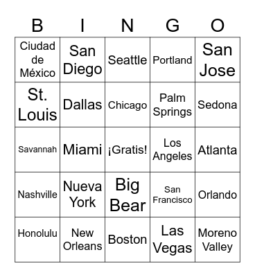 El Tiempo Bingo Card