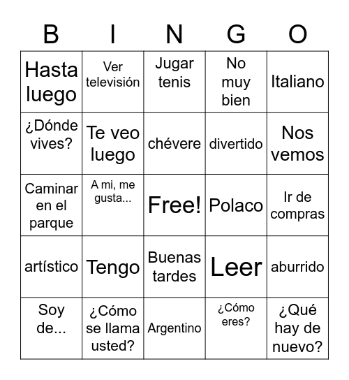 Emilia Urbanowski Bingo Card