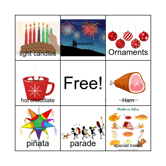 Traditions Bingo Card