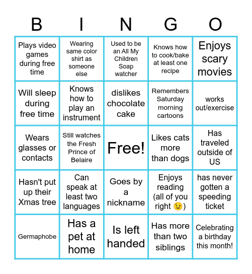 CCS Team bingo! Bingo Card