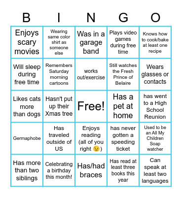 CCS Team bingo! Bingo Card