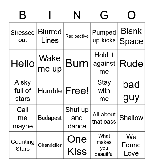 2010 hits Bingo Card
