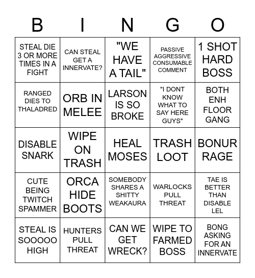 SHINGO Bingo Card