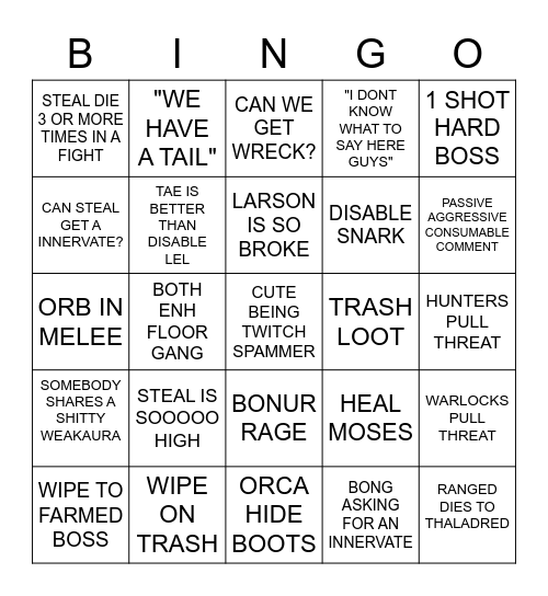 SHINGO Bingo Card
