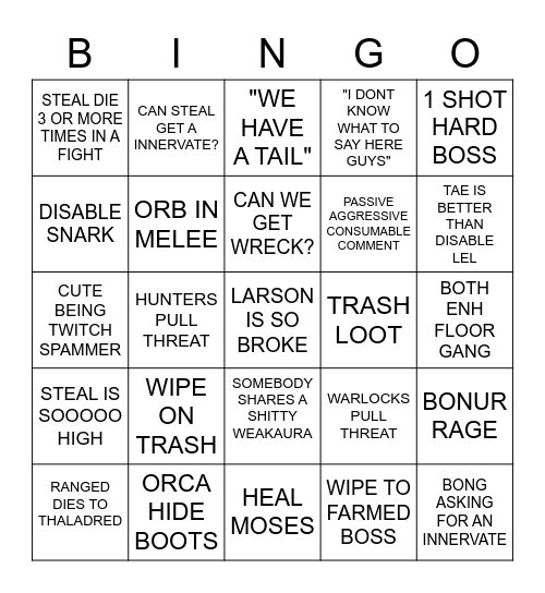 SHINGO Bingo Card