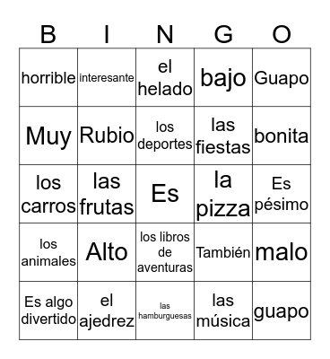 Chapter 2 Bingo Card