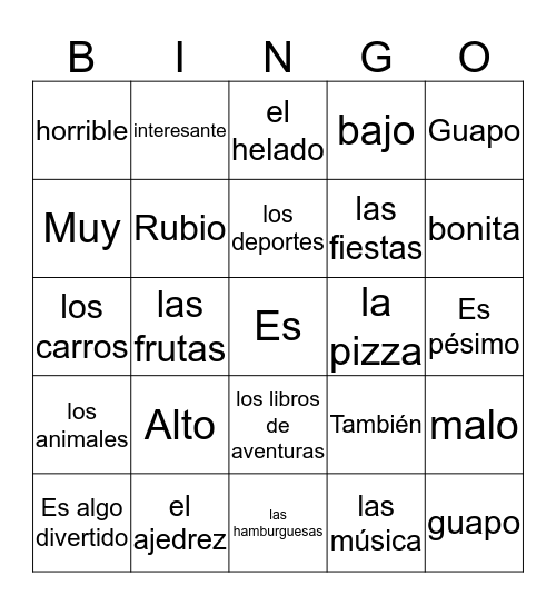 Chapter 2 Bingo Card