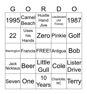 Happy 50th Bingo Card