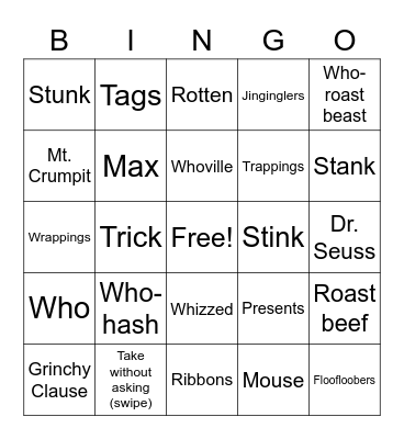 Grinch Bingo Card