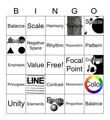 Elements and Principles of Design Bingo Card