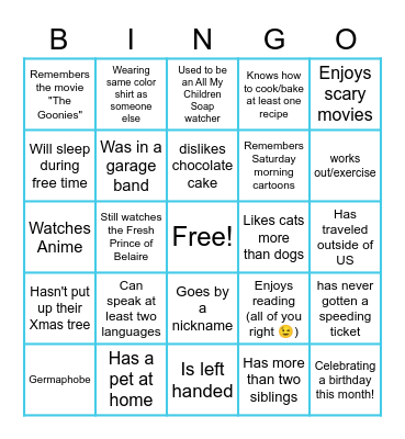 CCS Team bingo! Bingo Card