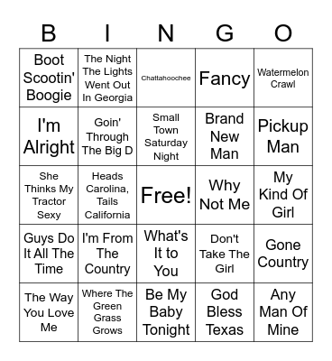 PCI ROCK & ROLL BINGO (COUNTRY) Bingo Card