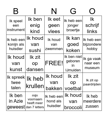 mensen bingo Card