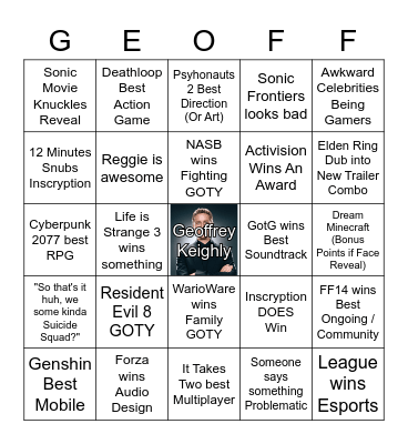 Video Games Bingo Card
