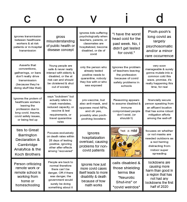 holiday season 2021 covid bingo Card