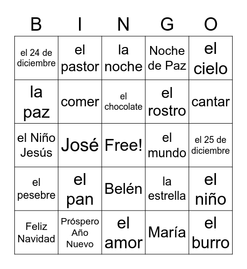 FELIZ NAVIDAD Bingo Card