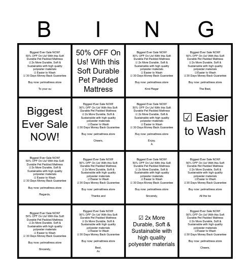 Avis Bingo Card