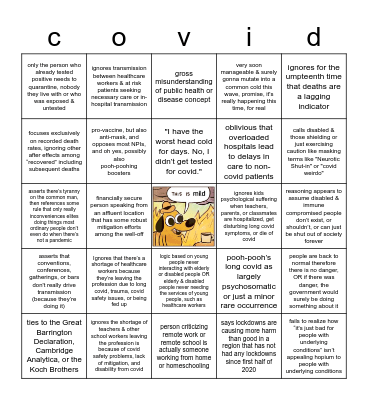 covid commentary holiday 2021 Bingo Card