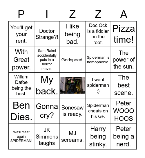 Spiderman Bingo Card