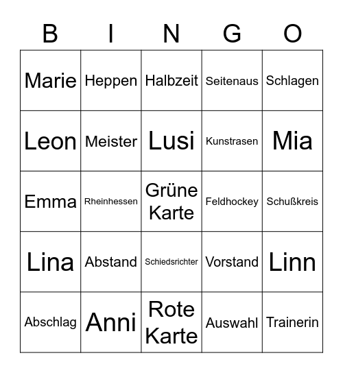 wU10 2021/2022 Bingo Card