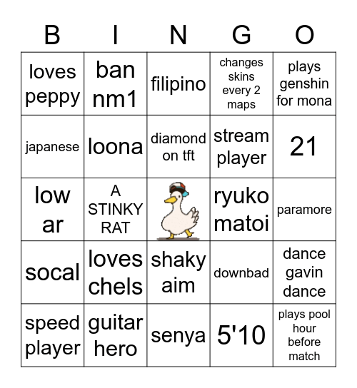 Spev Bingo Card