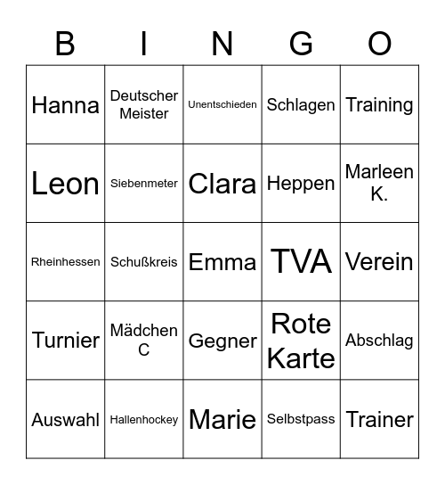 wU10 2021/2022 Bingo Card