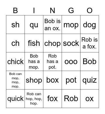 Dino Phonics Unit 4 Bingo Card