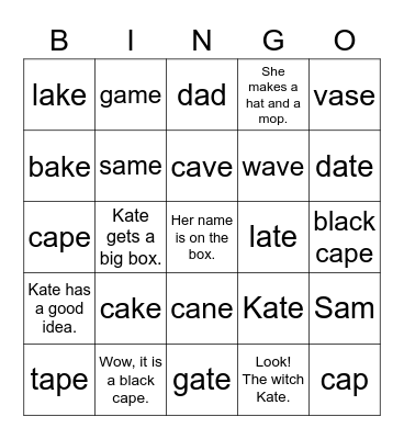 Dino Phonics Unit 6 Bingo Card