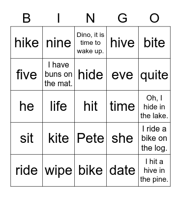 Dino Phonics Unit 7 Bingo Card