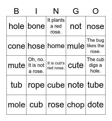 Dino Phonics Unit 8 Bingo Card