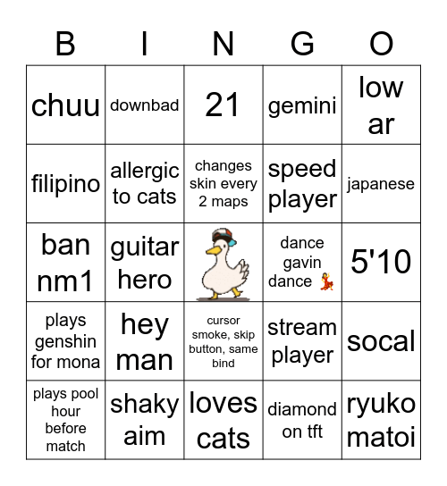 Spev Bingo Card