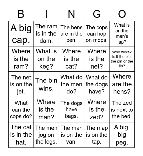 G12 Review Sentences Bingo Card
