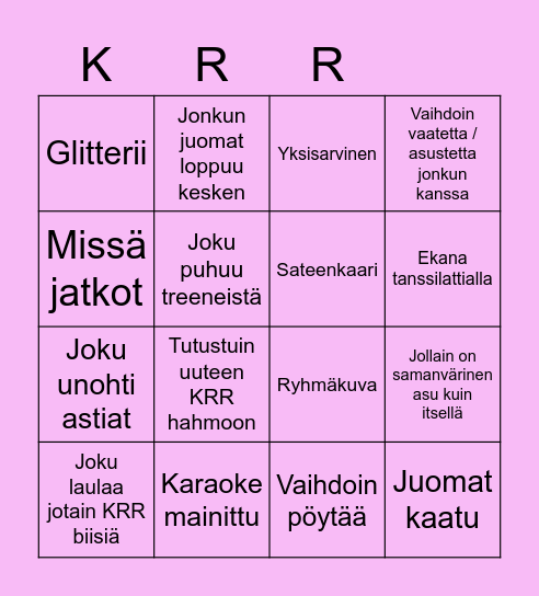 KRR Gaala Bingo Card