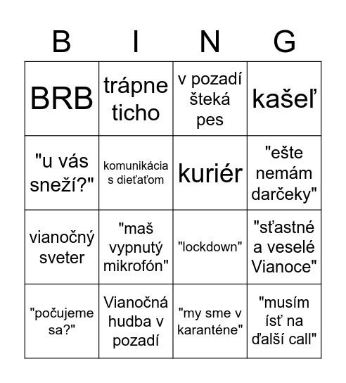 Christmas Bingo Card