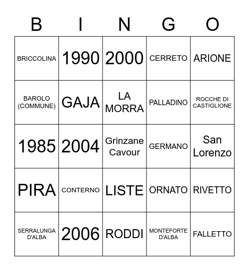 BAROLO Bingo Card