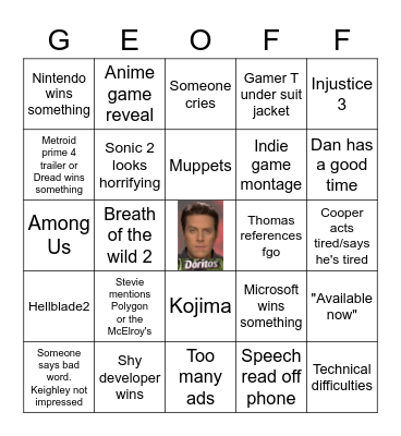 Grace House game awards bingo Card